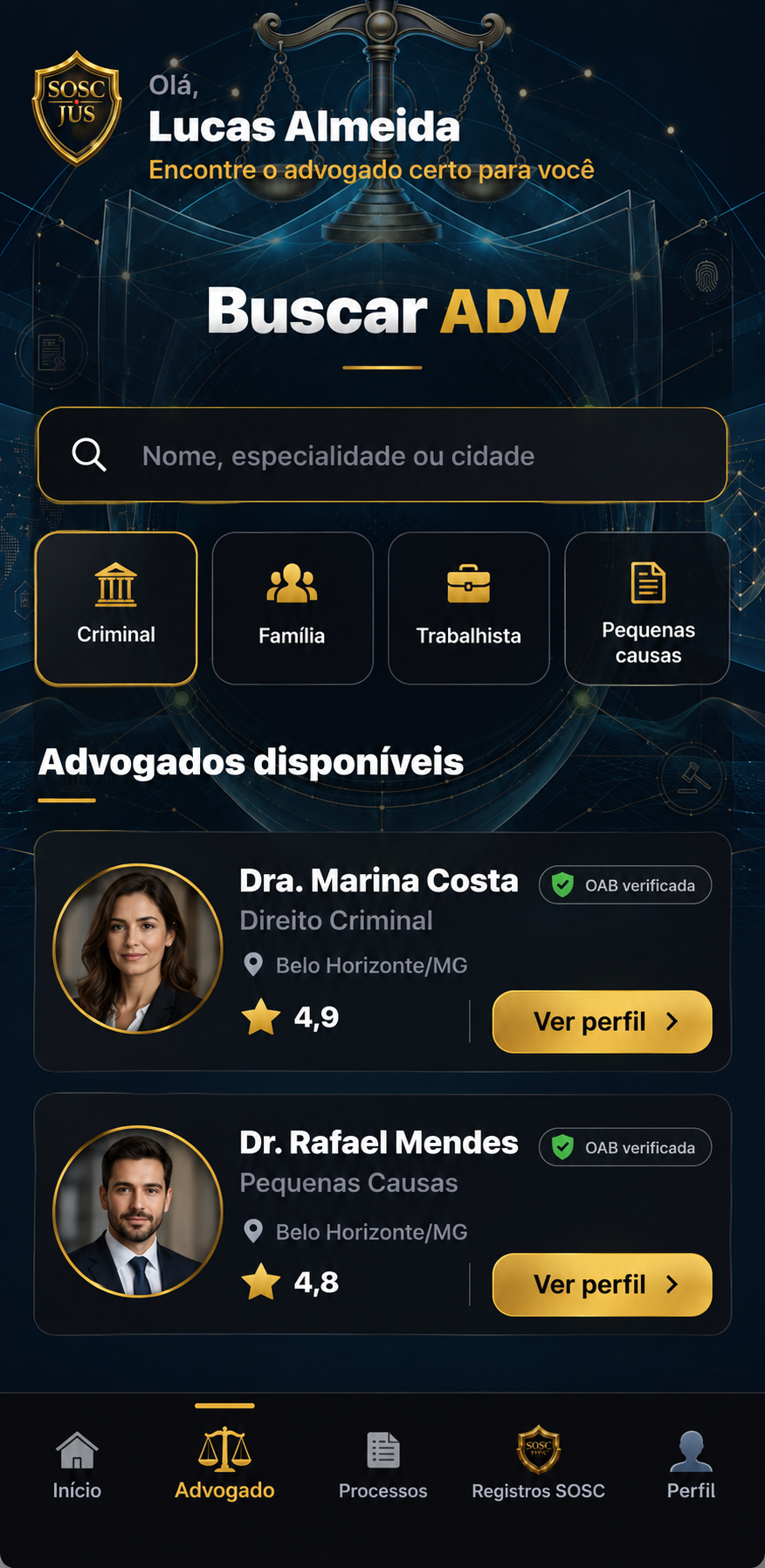 Tela Buscar ADV
